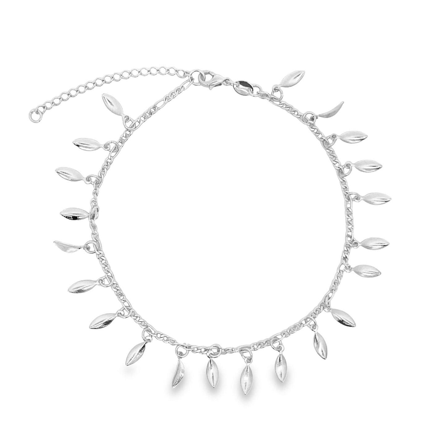 Dangle Tiny Leaf Charm Anklet (E222)